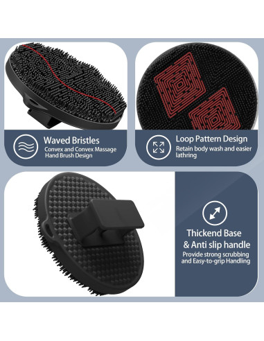Esfregador de Cuerpo de Silicona Tmeng - Cepillo de Ducha Negro