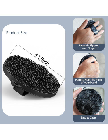 Esfregador de Cuerpo de Silicona Tmeng - Cepillo de Ducha Negro