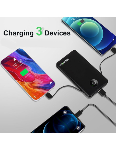 Cargador Portátil GEEPFINE 10000mAh con Cables Integrados - Carga Rápida PD20W Cargador Portátil GEEPFINE 10000mAh con Cables Integrados - Carga Rápida PD20W