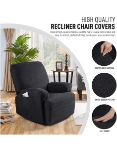 Cubierta de Reclinador KinCam 1 Plaza Negra Rayas Jacquard 2