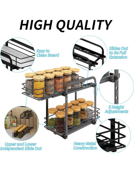 Organizador de Especias BOIVSHI 2 Niveles Ajustable Metal 14cm Organizador de Especias BOIVSHI 2 Niveles Ajustable Metal 14cm