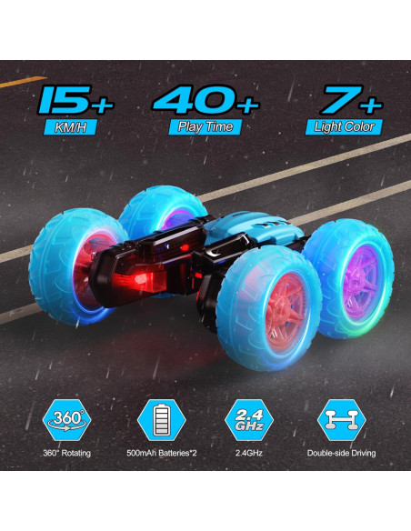 Coche Acrobático RC 28C 4WD Recargable Azul 360 Luces Coche Acrobático RC 28C 4WD Recargable Azul 360 Luces