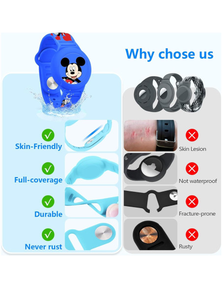 Pulsera Airtag Impermeable SlyCroko para Niños Azul 14-18 cm Pulsera Airtag Impermeable SlyCroko para Niños Azul 14-18 cm