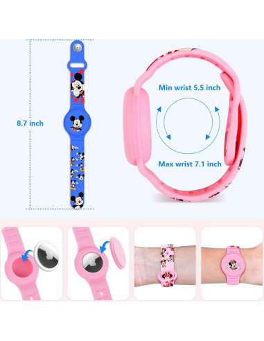 Pulsera Airtag Impermeable SlyCroko para Niños Azul 14-18 cm