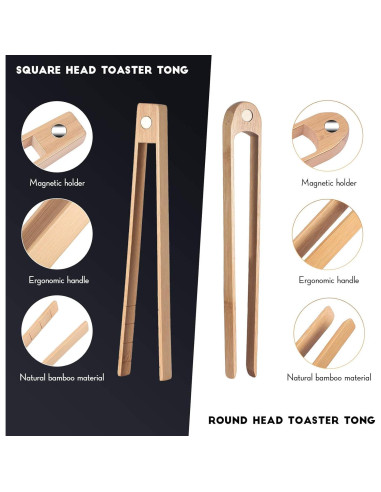 Pinzas de Madera Patelai 22 cm con Imán para Tostadora