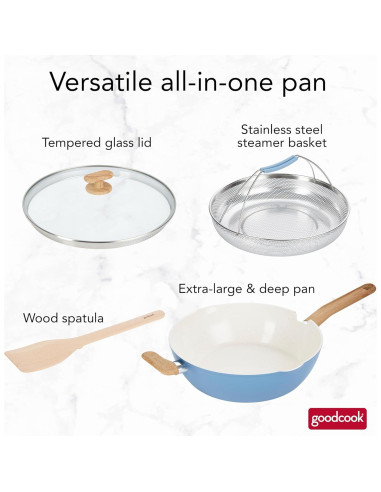 Sartén Saludable GoodCook 3.4L Cerámica Titanio Inducción