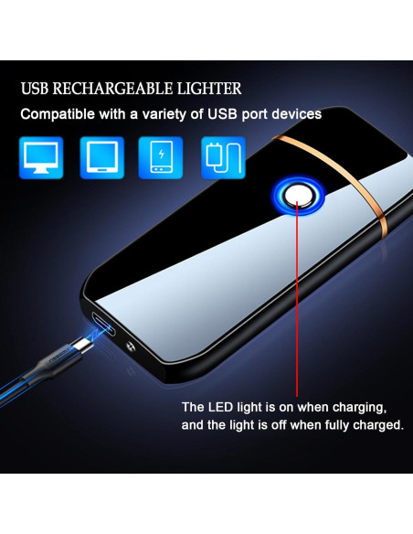 Encendedor Eléctrico Recargable USB YANGVVIA Negro a Prueba de Viento Encendedor Eléctrico Recargable USB YANGVVIA Negro a Prueba de Viento