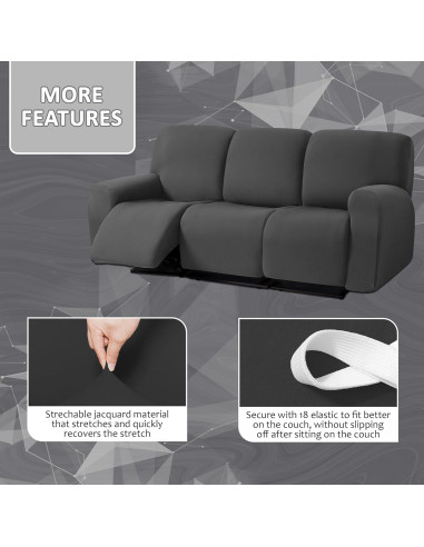 Funda Sofá Recliner ULTICOR Jacquard 8 Piezas 3 Plazas Negro