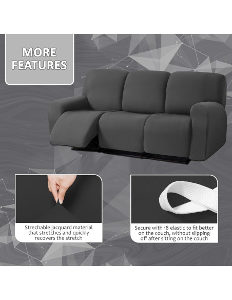 Funda Sofá Recliner ULTICOR Jacquard 8 Piezas 3 Plazas Negro Funda Sofá Recliner ULTICOR Jacquard 8 Piezas 3 Plazas Negro