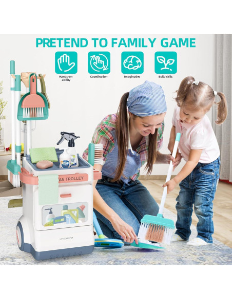Juego de Limpieza para Niños Jovow 20 Piezas Aspiradora Real Juego de Limpieza para Niños Jovow 20 Piezas Aspiradora Real