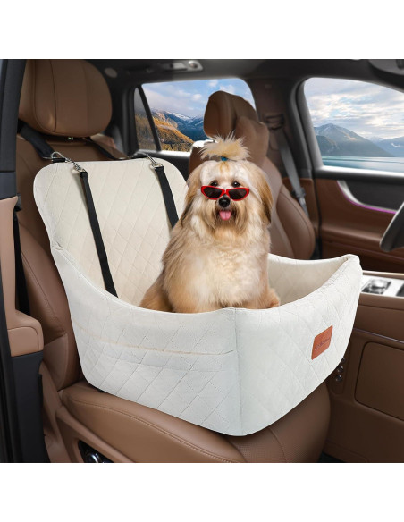 Asiento de Coche para Perros Medianos Lealchum Beige Desmontable Asiento de Coche para Perros Medianos Lealchum Beige Desmontable