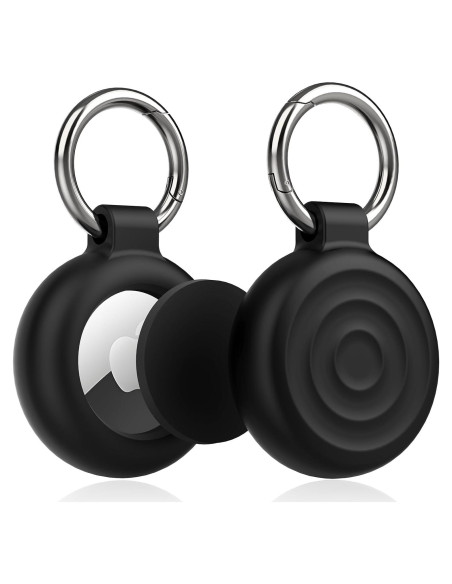 Funda de Silicona para Apple Airtag - Paquete de 2 - Negro Funda de Silicona para Apple Airtag - Paquete de 2 - Negro