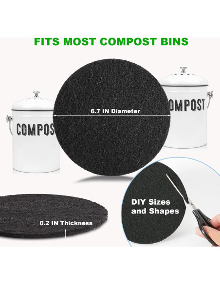Filtros de Carbón Activado Ecurfu para Cubo de Compostaje 6 Pzas Filtros de Carbón Activado Ecurfu para Cubo de Compostaje 6 Pzas