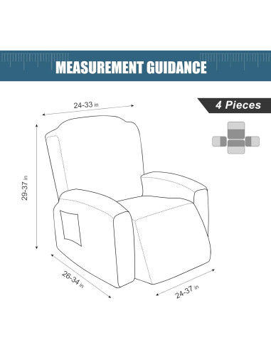 Funda de Sofá Reclinable 4 Piezas YUEANG Beige Lavable