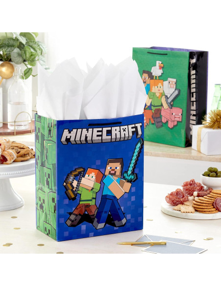 Conjunto de Bolsas de Regalo Hallmark Minecraft - 2 Piezas Conjunto de Bolsas de Regalo Hallmark Minecraft - 2 Piezas