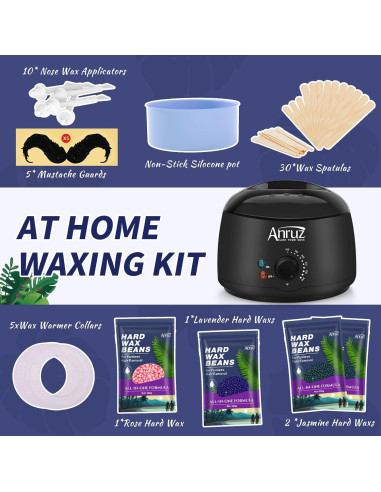 Kit de Depilación ANRUZ 56 Piezas - Cera Dura y Calentador