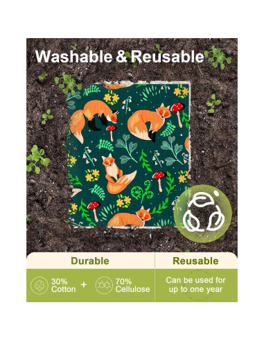 Paños de Cocina Reutilizables Miss Adola Bosque Animal - 5 Piezas