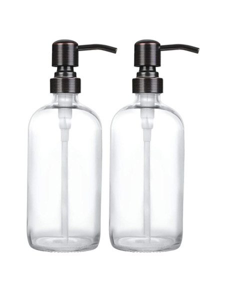 Dispensador de Jabón Líquido CHBJDAN 2 Botellas Vidrio 16 Oz Dispensador de Jabón Líquido CHBJDAN 2 Botellas Vidrio 16 Oz