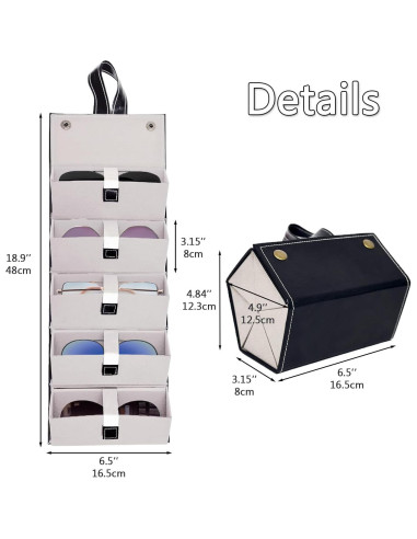 Estuche Organizador de Gafas de Sol 5 Compartimentos Negro