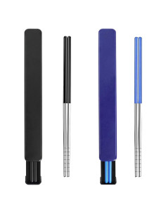 Palillos Reutilizables de Acero Inoxidable GTIEDIK 23cm Negro Azul