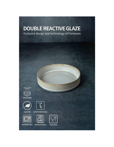 Juego de Cuencos de Pasta Famiware 4 Piezas 18.9 cm Cerámica