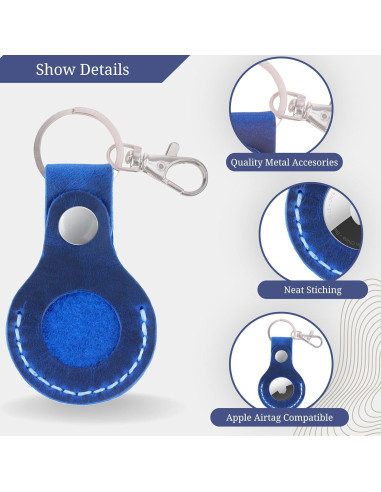 Funda de Cuero Toprank para Apple AirTag - Azul, Hecha a Mano