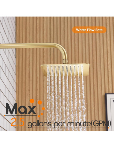 Cabezal de Ducha de Cascada AONEON 20.32 cm Oro Cepillado