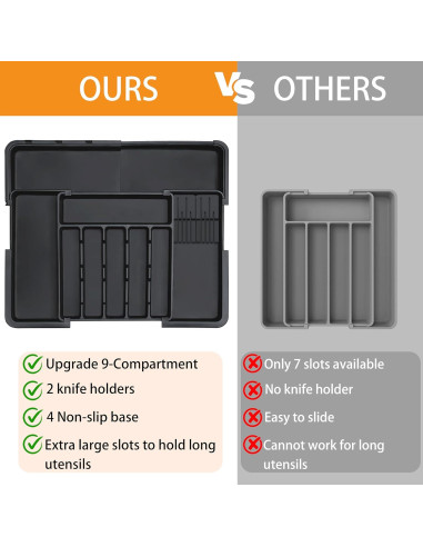 Organizador de Cubiertos Homecor Expandible 56x48cm Negro