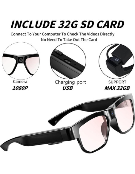 Gafas de cámara inteligentes YF-6800 con 32GB para hombres Gafas de cámara inteligentes YF-6800 con 32GB para hombres