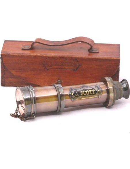 Telescopio Antiguo RII de Latón y Cuero 40.64 cm Telescopio Antiguo RII de Latón y Cuero 40.64 cm