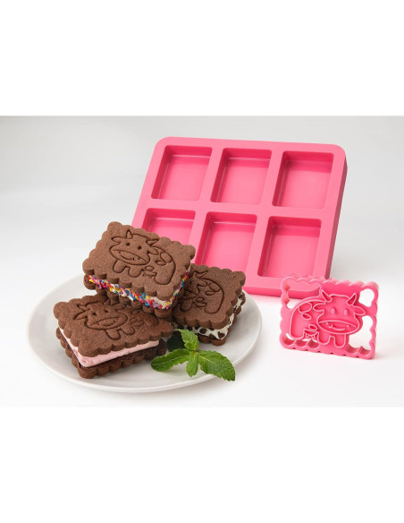 Molde de Silicona para Sándwich de Helado Mobi Vaca 6 Piezas Molde de Silicona para Sándwich de Helado Mobi Vaca 6 Piezas