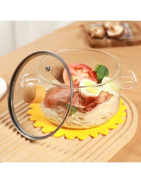 Olla de vidrio borosilicato CZZGSM 1.5L con tapa y cepillo Olla de vidrio borosilicato CZZGSM 1.5L con tapa y cepillo