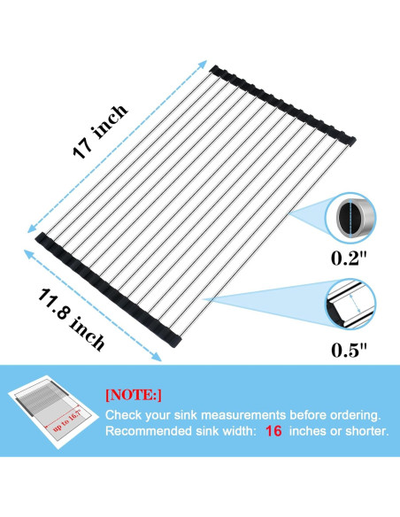 Estante de Secado de Platos Seropy 43.2x30cm Acero Inoxidable Negro Estante de Secado de Platos Seropy 43.2x30cm Acero Inoxidable Negro