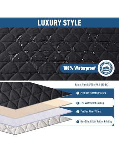 Funda Reclinable TAOCOCO 100% Impermeable 2 Asientos Negro