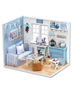 Kit Casa de Muñecas Miniatura DIY TuKIIE Cabaña de Playa 15x10.4x12.4cm