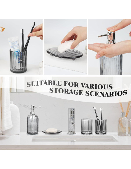 Juego de Accesorios de Baño Ulable 4 Piezas Vidrio Negro Juego de Accesorios de Baño Ulable 4 Piezas Vidrio Negro