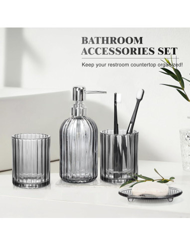 Juego de Accesorios de Baño Ulable 4 Piezas Vidrio Negro