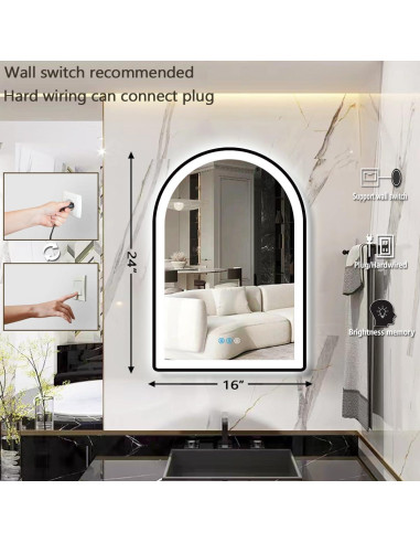 Espejo LED de Baño Arco THEKLA 61 x 40.6 cm con Luz Regulable