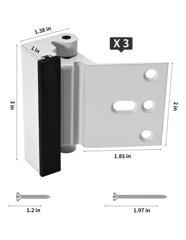 Cerradura de Refuerzo de Puerta Saihisday 3PCS Aluminio Blanco
