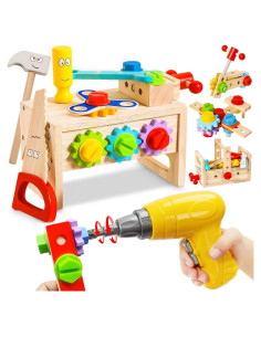 Juego de Herramientas de Madera LACCHOUFEE 37 Pcs para Niños
