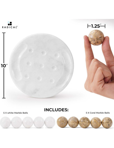 Juego Tres en Raya Radicaln 25,4 cm Mármol Blanco y Coral