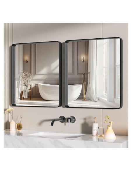 Espejo de Baño Hasipu 2 PCS 76.2 x 61 cm Marco Negro Espejo de Baño Hasipu 2 PCS 76.2 x 61 cm Marco Negro