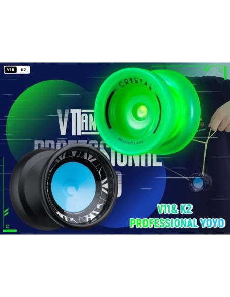 Yoyo Profesional V11 + K2 Verde Brillante - Doble Propósito Yoyo Profesional V11 + K2 Verde Brillante - Doble Propósito