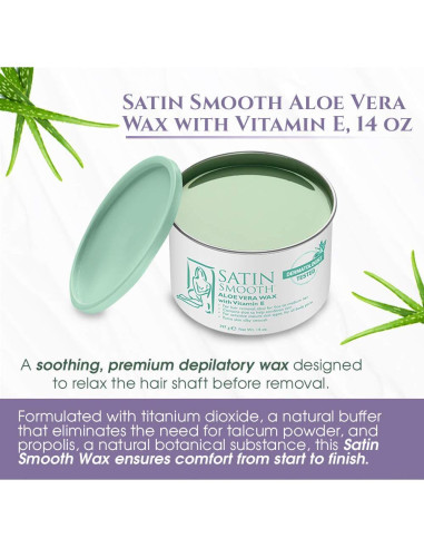 Cera Depilatoria Satin Smooth Aloe Vera 396g - Suave y Efectiva