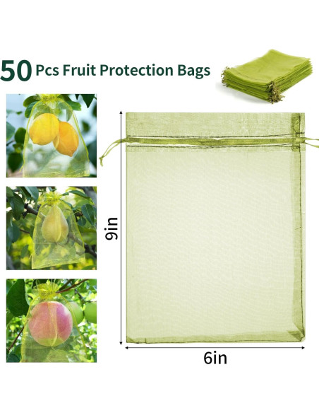 50 Bolsas de Protección de Frutas NIUBIER 15x23 cm Verde 50 Bolsas de Protección de Frutas NIUBIER 15x23 cm Verde
