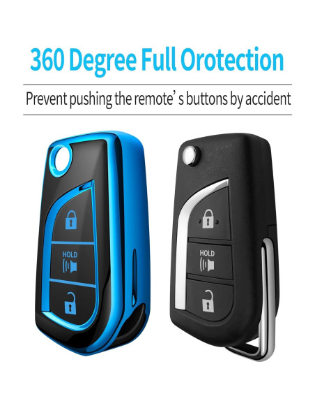 Funda de llave Tukellen para Toyota 3 Botones Azul TPU Funda de llave Tukellen para Toyota 3 Botones Azul TPU