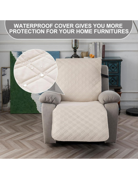 Funda de Sillón Reclinable YUEANG Impermeable Beige 1 Plaza Funda de Sillón Reclinable YUEANG Impermeable Beige 1 Plaza