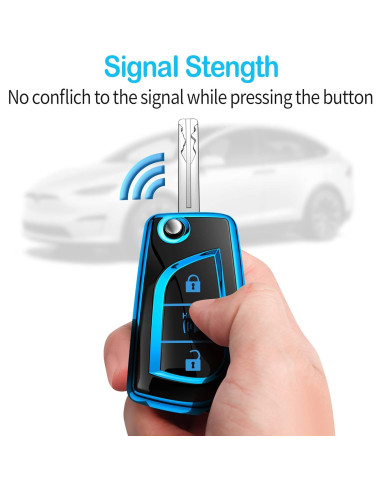 Funda de llave Tukellen para Toyota 3 Botones Azul TPU