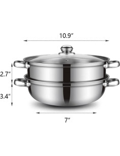 Olla Vapor 28 cm LCPUD Acero Inoxidable 18/8 2 Niveles 2
