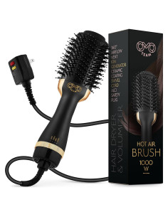Cepillo Secador de Cabello OMO TEAM Ovalado 75mm Negro Dorado